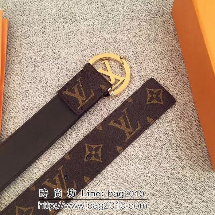 路易威登LV Monogram帆布 圓形LV logo 男士皮帶 LHG1227